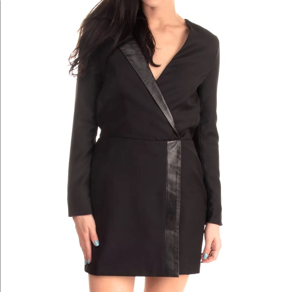 Karl Lagerfeld Dresses & Skirts - KARL LAGERFELD - Mini black blazer dress leather